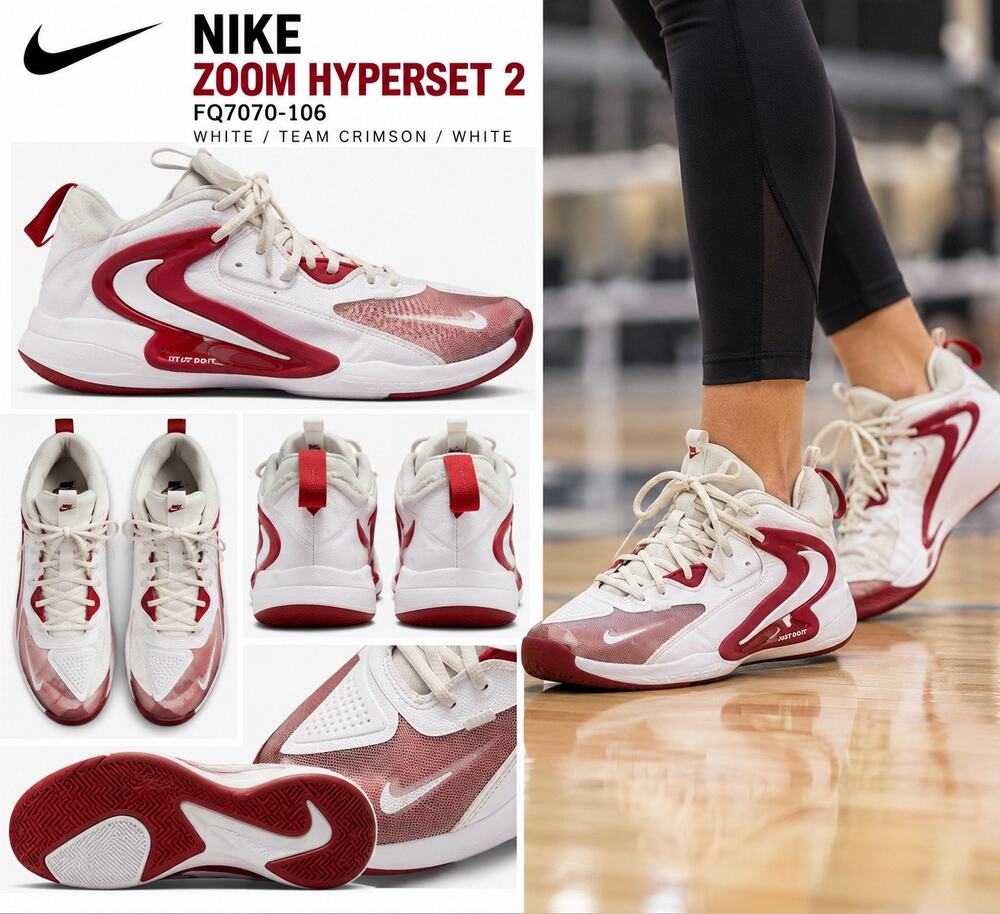 New Nike Zoom HyperSet 2 White Team Crimson Volleyball Shoes M 6.5 W 8 #137